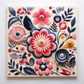 Colorful Flowers Papercut Wall Graphic With Traditional Polish Folklore Motifs