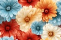 colorful flowers on a red orange and blue background Royalty Free Stock Photo