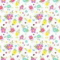 Colorful flowers seamless pattern vector