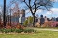 Colorful Flowers during Spring at Rainey Park in Astoria Queens New York with a Skyline View