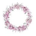 Colorful flowers wreath. Elegant floral collection with beautiful flowers and leaves, hand drawn. Beautiful floral wreath. Design