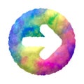 Colorful fluffy clouds arrow icon shape symbol, isolated on transparent background