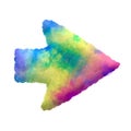Colorful fluffy clouds arrow shape symbol, isolated on transparent background
