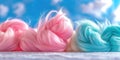 Colorful fluffy cotton candy clouds against blue sky background Royalty Free Stock Photo