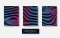 Colorful flyer template set - minimal cover designs - abstract geometric backgrounds with wavy lines Royalty Free Stock Photo