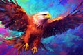 Colorful flying eagle vivid. Generated AI