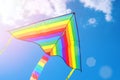 Colorful flying kite game flying in the sky Royalty Free Stock Photo