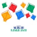 Colorful flying kites makar sankranti festival background Royalty Free Stock Photo