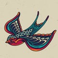 Colorful flying swallow template