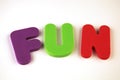 Colorful foam letters forming the word Fun