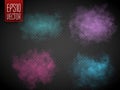 Colorful fog or smoke isolated, transparent special effect. Vector illustration Royalty Free Stock Photo