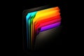 Colorful Folder Icon Black Background. Generative AI