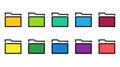 10 Colorful Folder Icons Set file flat line . vector iIsolated illustrations