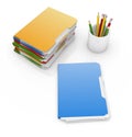 Colorful folder and pencil