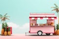 Colorful Food cart banner. Generate Ai