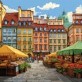 Colorful Food Market in Warsaw, Poland