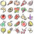 Colorful food symbols Royalty Free Stock Photo