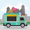 Colorful food truck design Royalty Free Stock Photo