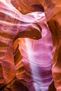 Light beams at Upper Antelope Canyon in the Navajo Reservation Page Northern Arizona. Most visited slot canyon. Royalty Free Stock Photo