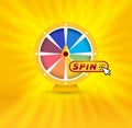Colorful fortune wheel banner. Gambling website emblem. Casino symbol. Random choice poster. Isolated spin and win game Royalty Free Stock Photo