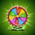 Colorful fortune wheel. on green background.