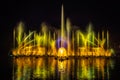 The colorful fountain dancing in celebration of year with dark night sky background. Royalty Free Stock Photo