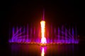 The colorful fountain dancing in celebration of year with dark night sky background. Royalty Free Stock Photo