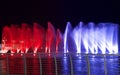 Colorful fountains in Smart City Malta, Malta island, Europe