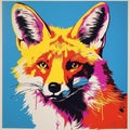 Vibrant Pop Art Fox Poster With Stark And Unfiltered Style