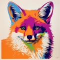 Colorful Foxy Head Art Print Inspired By Doug Aitken And Andy Warhol