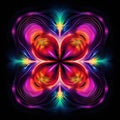 Colorful Fractal Flower Design: Psychedelic Neon Illustration With Trapped Emotions Royalty Free Stock Photo