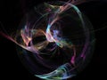 Colorful Fractal Plasma Sphere, Strings of Chaotic Plasma Energy.  Smoke, Energy Ball Discharge, Scientific Plasma Study. Digital Royalty Free Stock Photo