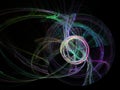 Colorful fractal plasma sphere, strings of chaotic plasma energy. .smoke, energy ball discharge, scientific plasma study. digital Royalty Free Stock Photo