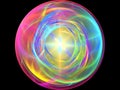 Colorful fractal plasma sphere, strings of chaotic plasma energy. .smoke, energy ball discharge, scientific plasma study. digital Royalty Free Stock Photo