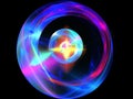 Colorful fractal plasma sphere, strings of chaotic plasma energy. .smoke, energy ball discharge, scientific plasma study. digital Royalty Free Stock Photo