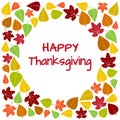 Colorful frame and background of autumn leaves for Happy Thanksgiving. Vector