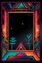 a colorful frame with an image of a tree and a star in the sky Royalty Free Stock Photo