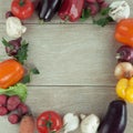 Colorful frame made of fresh raw vegetables Royalty Free Stock Photo