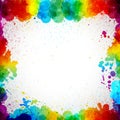 Colorful frame made in splash paint drop blots