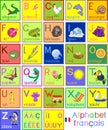 Colorful French alphabet with pictures and titles for children education