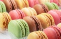 Colorful french macarons close up. Food background