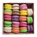 Colorful French Macaroon in a square cake box