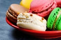 Colorful French macaroons