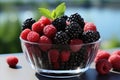 Colorful fresh berry breakfast layout for a nutritious and delicious morning spread