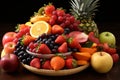 Colorful fruit basket full of fresh fruits Royalty Free Stock Photo