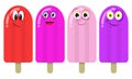 Colorful and fresh fruit ice cream with cartoon faces Royalty Free Stock Photo