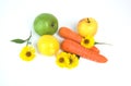 Colorful fresh group of fruits and vegetables Royalty Free Stock Photo