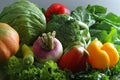 Colorful fresh group of vegetables. Healthy fresh cruciferous vegetables. Royalty Free Stock Photo