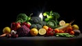 Colorful fresh group of vegetables and fruits Royalty Free Stock Photo