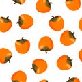 Colorful fresh persimmon seamless pattern. Summer background with sweet fruit.